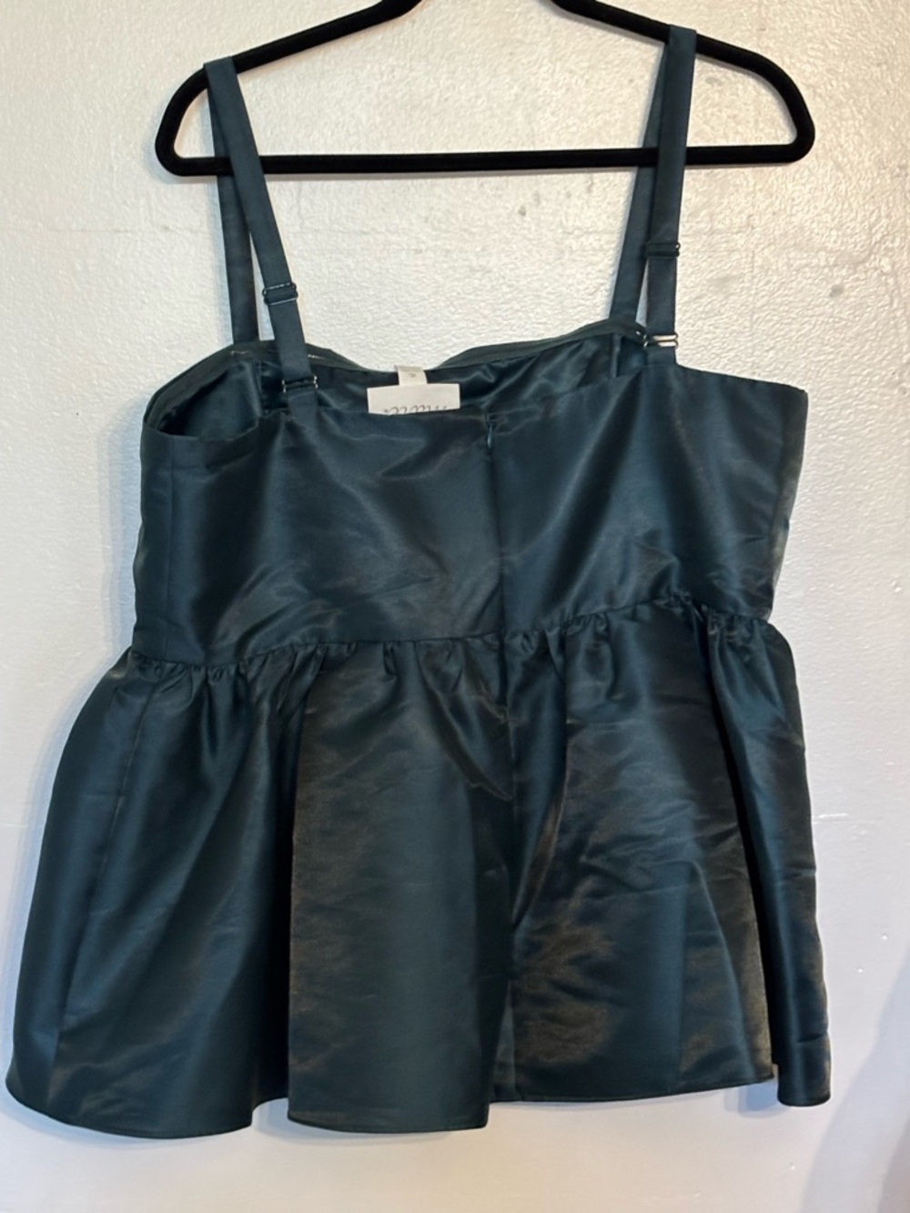 Satin Peplum Cami Top in Teal Green